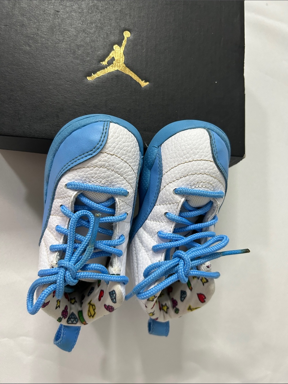 Air Jordan 12 Retro PS University Blue White Kids Size 11C 414581-400 w/ Box